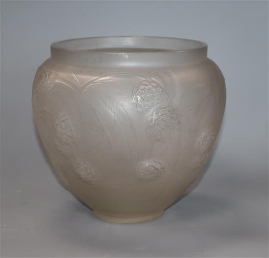 An R. Lalique floral glass vase height 14cm